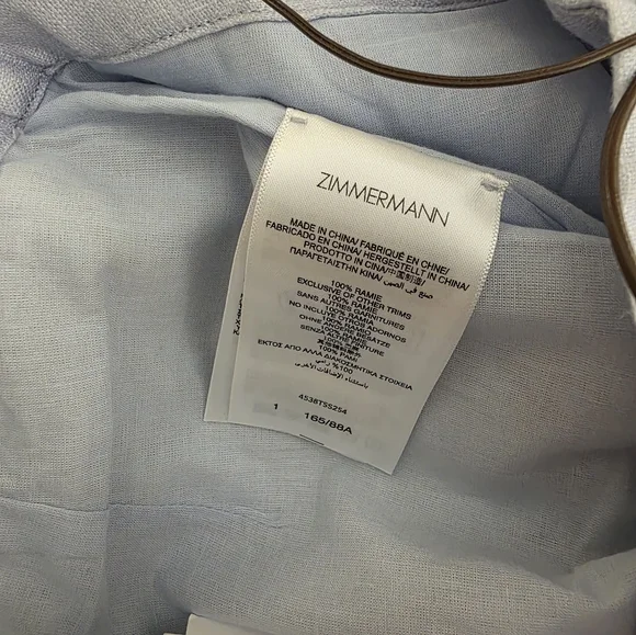 Zimmermann Pale Blue Hand-Painted Floral High-Waist Shorts - Picture 6 of 6